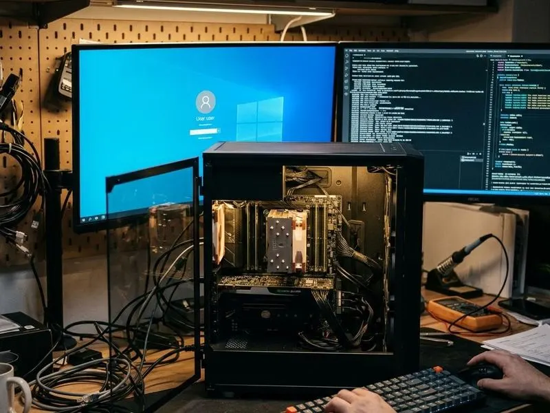 Working computer setup showing TPM stack with encryption/sign-in, platform security stack, TPM driver, TPM module